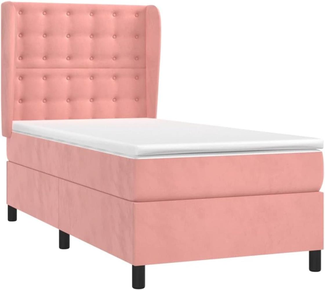 vidaXL Boxspringbett mit Matratze Rosa 90x200 cm Samt 3129434 Bild 1