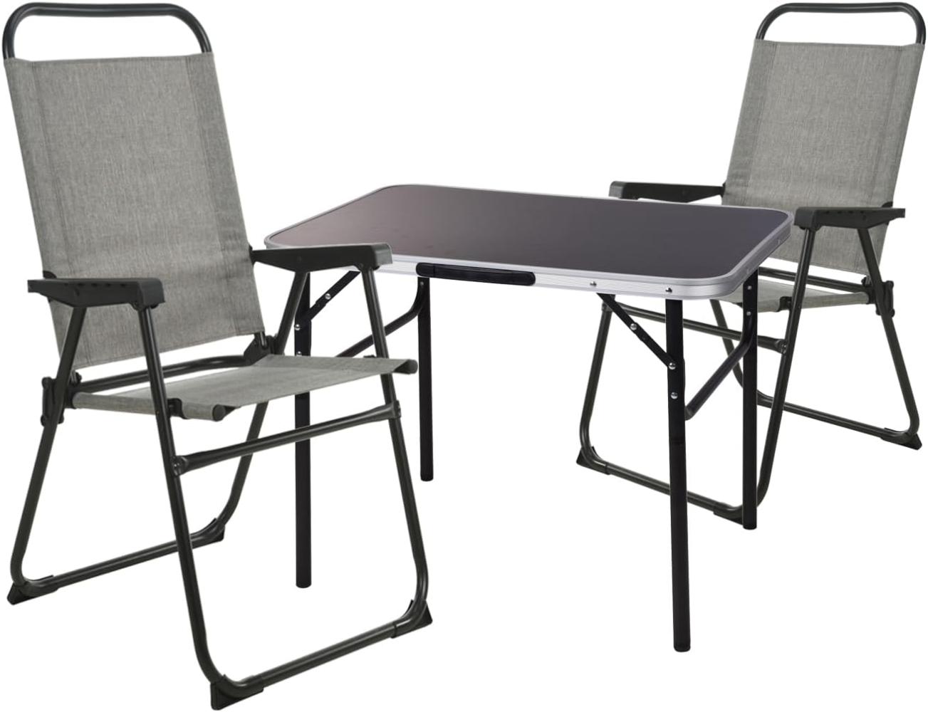 3-tlg. Premium Campingmöbel Set Alu 120x60x58/70cm schwarz Bild 1