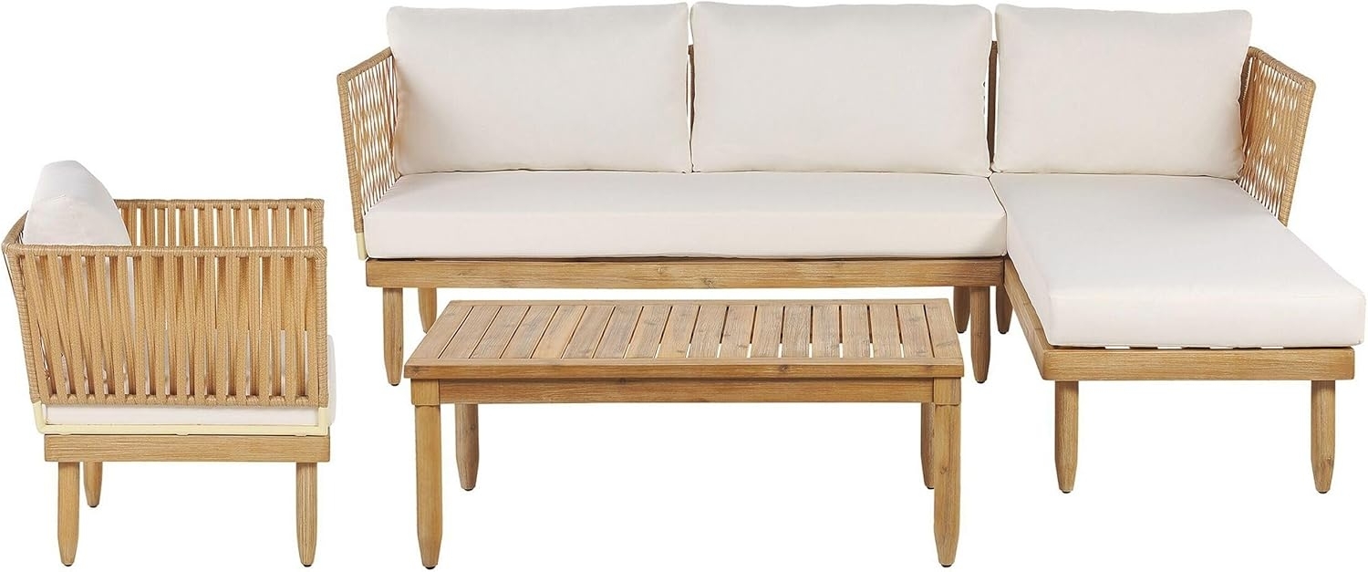 Ecksofa CREMONA Akazienholz Cremeweiß Bild 1