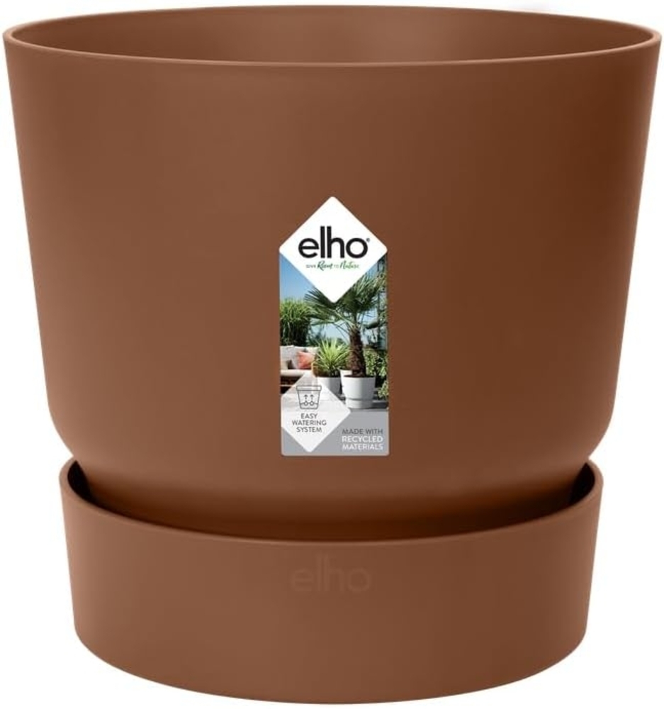 elho Greenville Rund 40 - Blumentopf für Innen und Außen - Selbstbewässerungstopf - 100% Recyceltem Plastik - Ø 39.0 x H 36.8 cm - Braun/Ingwer Braun Bild 1