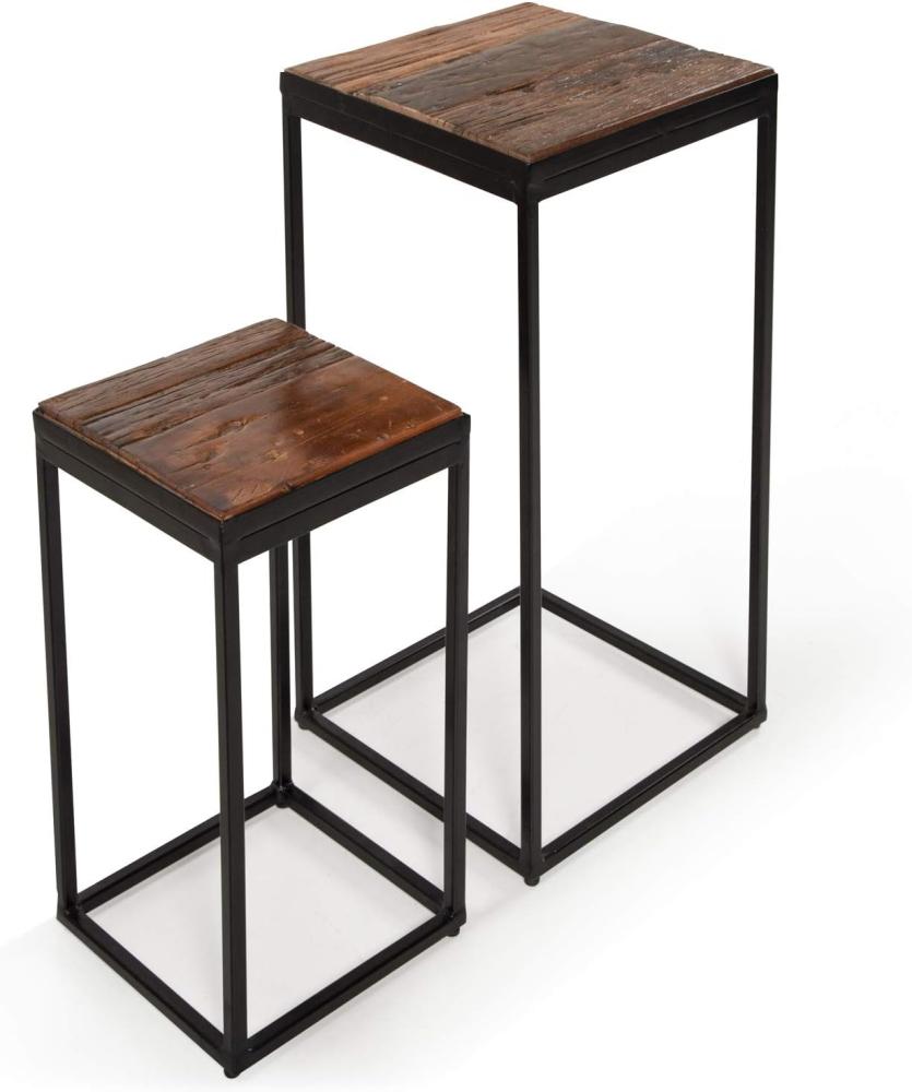 Möbel-Eins FLOBI 2er Set Beistelltisch/Blumensäule, Material Recyclingholz/Metall Bild 1