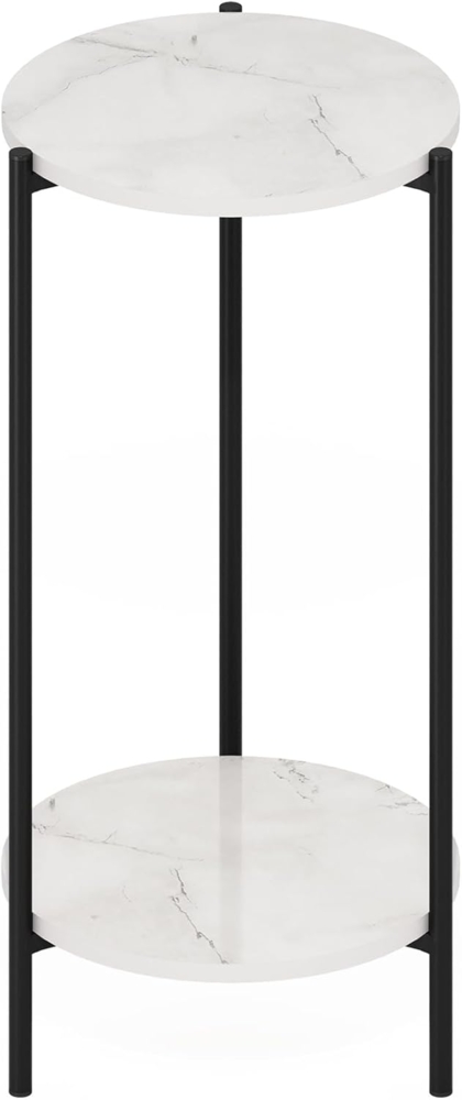 Furinno Besi 2-stöckiger moderner runder Beistelltisch mit stabilen Metallbeinen, Americano Bild 1
