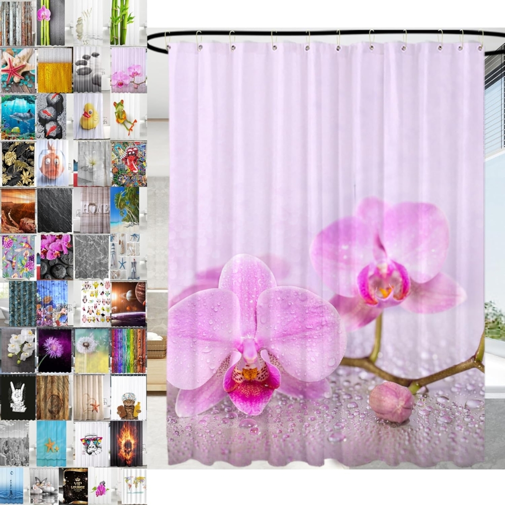 Sanilo Duschvorhang Blooming 180 x 200 cm, 100% wasserdicht, Anti-Schimmel-Effekt, hochwertige Qualität Bild 1