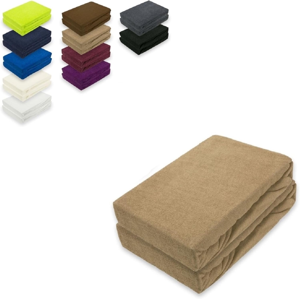 Frottee Spannbettlaken Doppelpack 60 - 70 x 140 cm Sand Bild 1