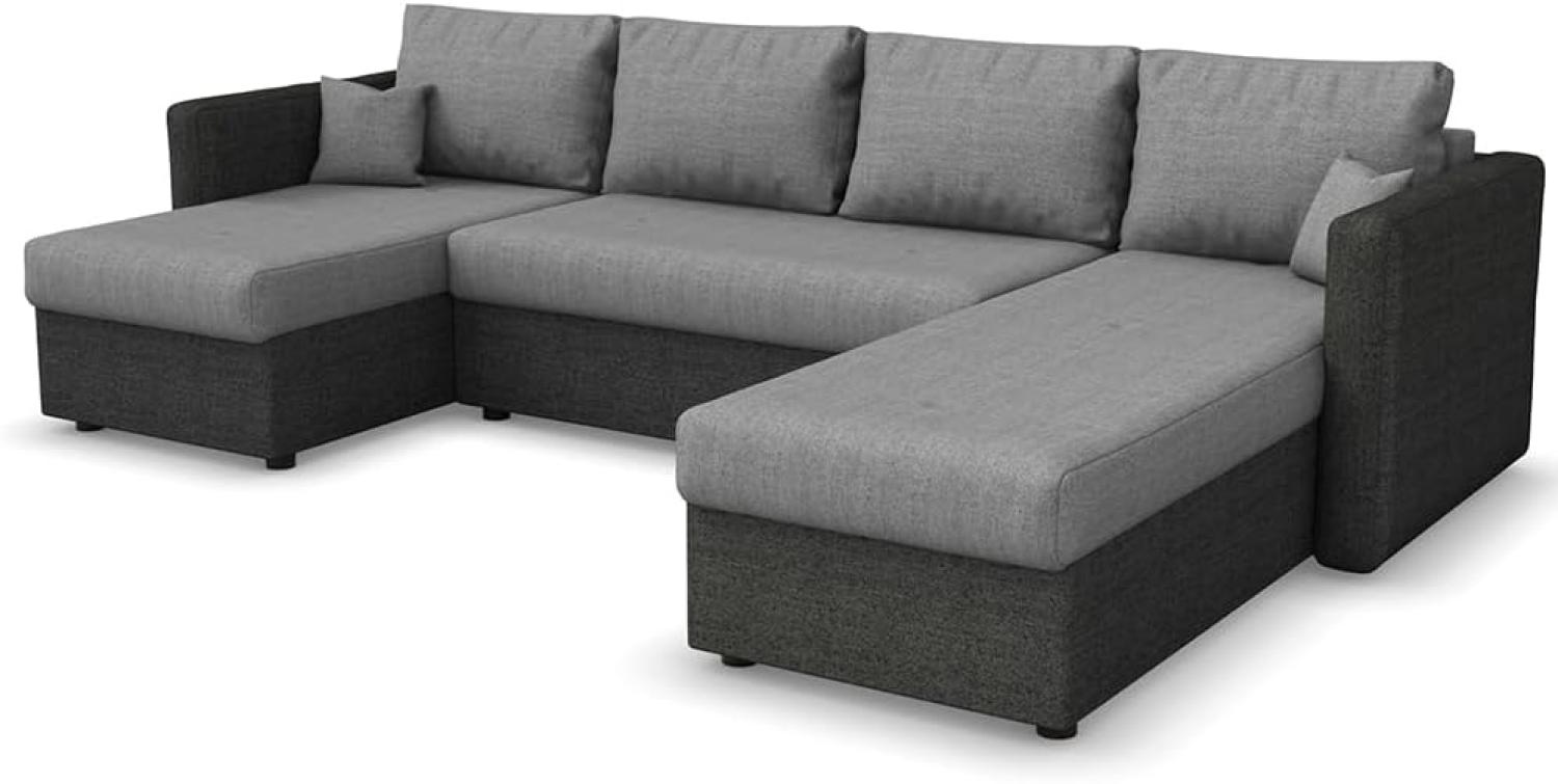 VICCO XXL Ecksofa mit Schlaffunktion Anthrazit - Wohnlandschaft Schlafsofa Sofa Taschenfederkern Couch Bild 1