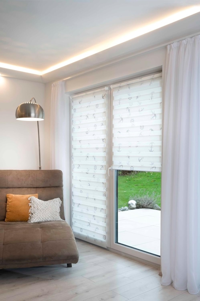 Doppelrollo Duo Rollo Klemmfix, Lichtschutz, ohne Bohren, Bedruckt mit Muster, K-HOME, Klemmfix, bedruckt Bild 1