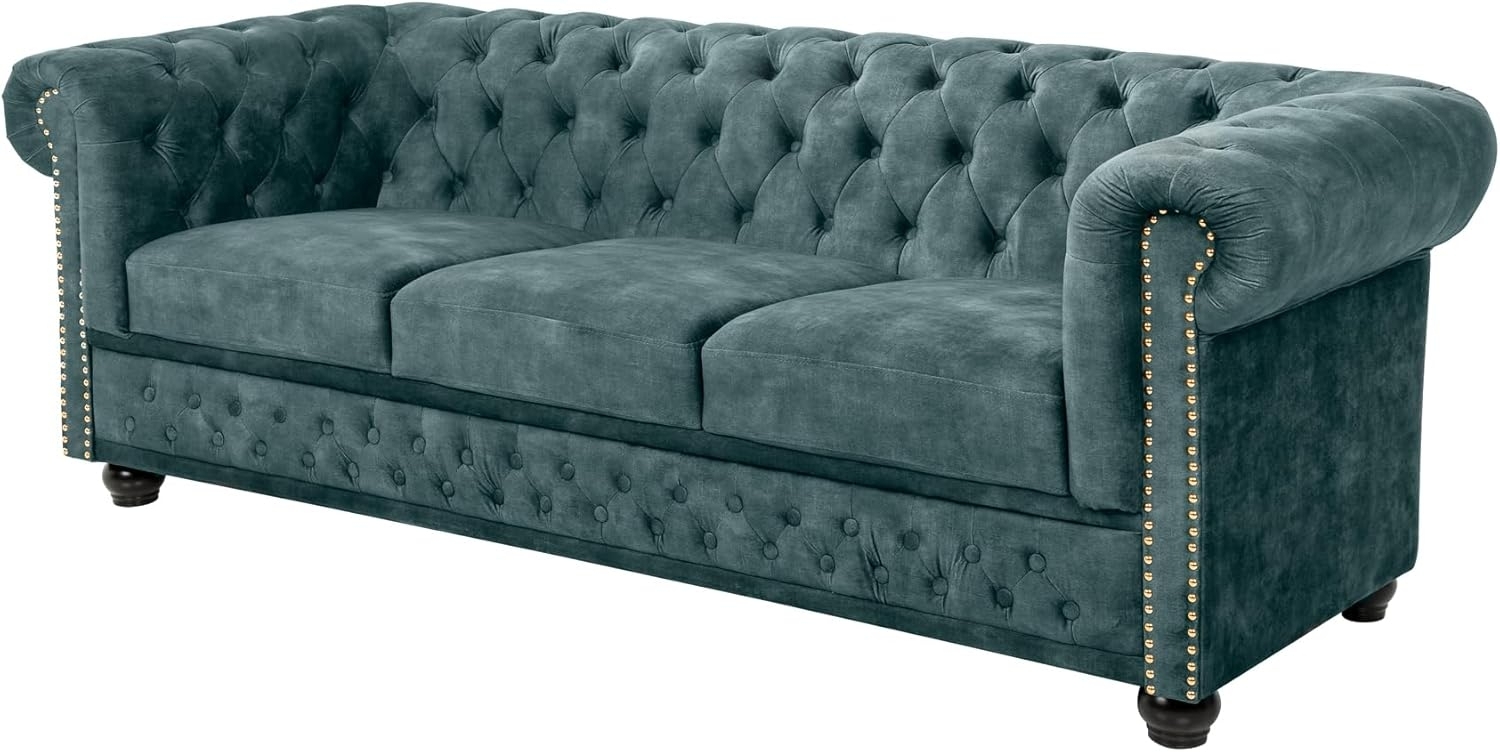 riess-ambiente Sofa CHESTERFIELD 205cm petrol, Einzelartikel 1 Teile, Wohnzimmer · Sofa · Samt · 3-Sitzer · Federkern Bild 1