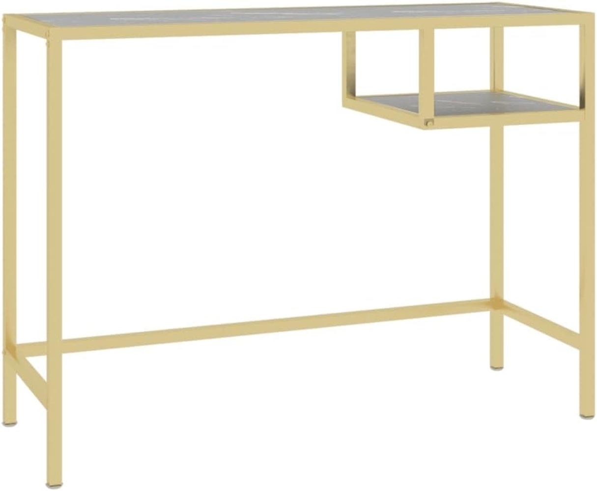 Computertisch Schwarz Marmor 100 x 36 x 74 cm Hartglas [331627] Bild 1