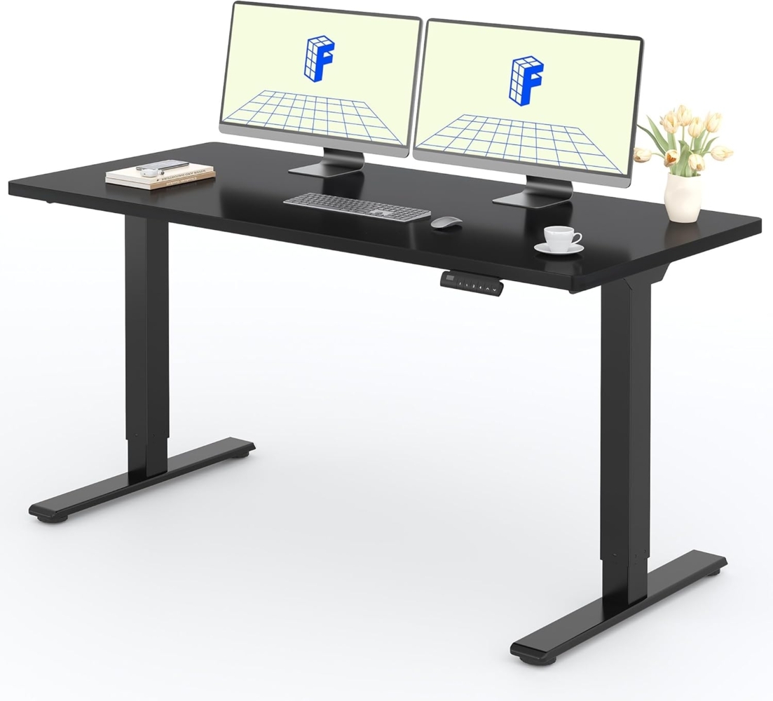 Flexispot E1 Elektrisch Höhenverstellbarer Schreibtisch mit Tischplatte 2-Fach-Teleskop, mit Memory-Steuerung(160x80 cm, schwarz+weiß) Bild 1