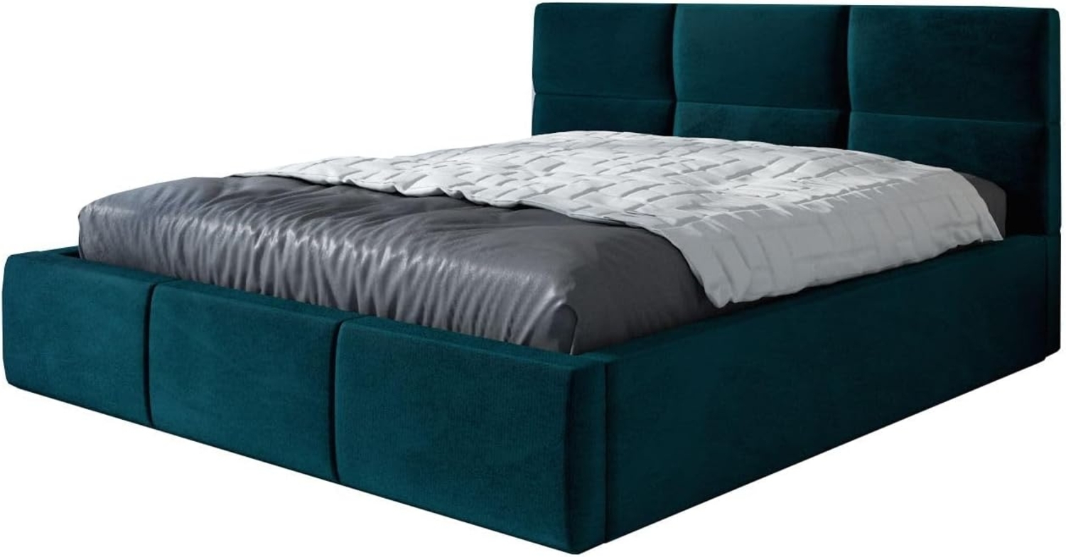 Polsterbett EMILI-OM 160x200 mit Bettkasten und Lattenrost. Farbe: Pfau 36 Bild 1