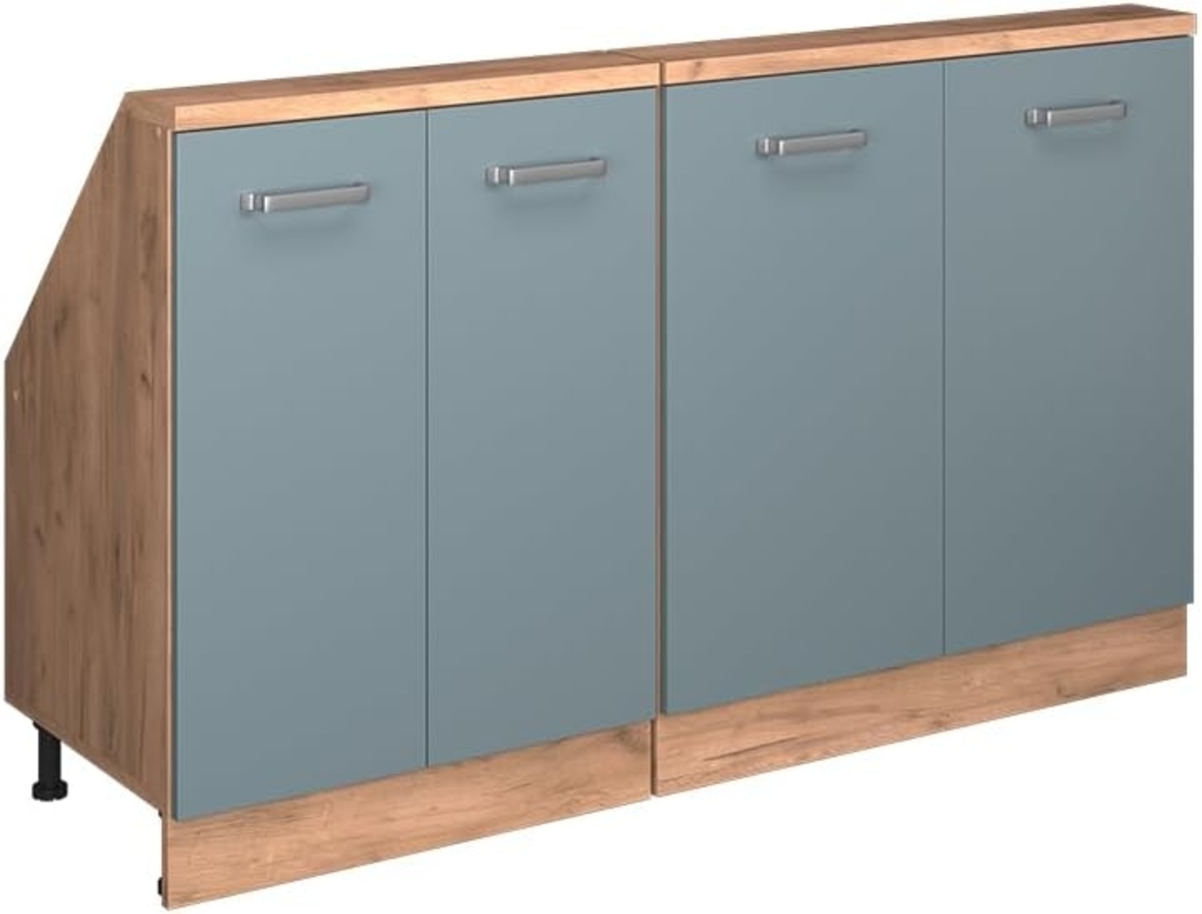Küchenschrank für Dachschrägen R-Line Blau-Grau 140 cm 2er Set Vicco Bild 1