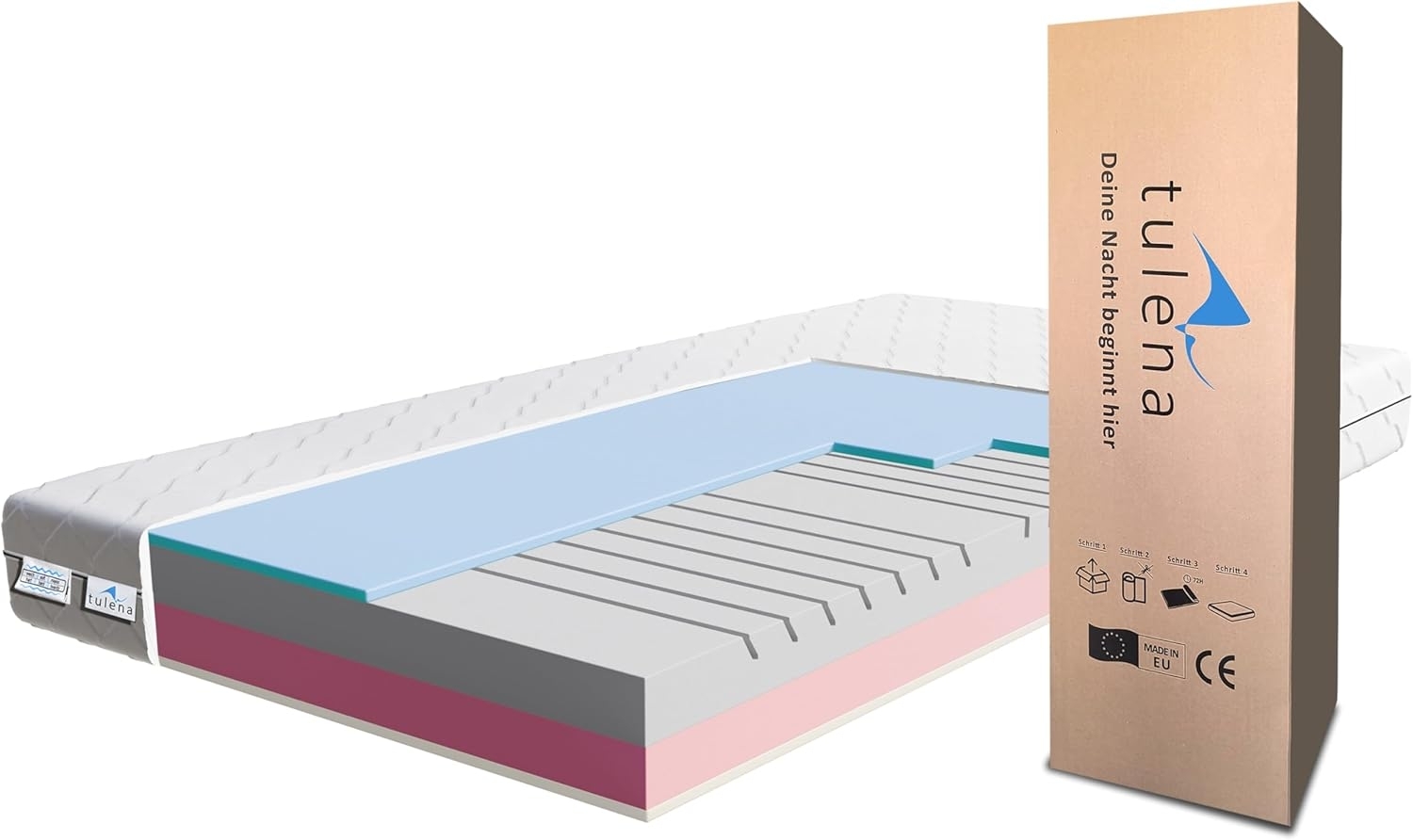 NOX Matratze 160x200 Komfortschaum mittelfest H3 + H4 Basic 19 cm | 30 Nächte Probeschlafen | Rollmatratze | Kaltschaum Matratze | Wendematratze | Antibakterieller Bezug mit Reißverschluss Bild 1