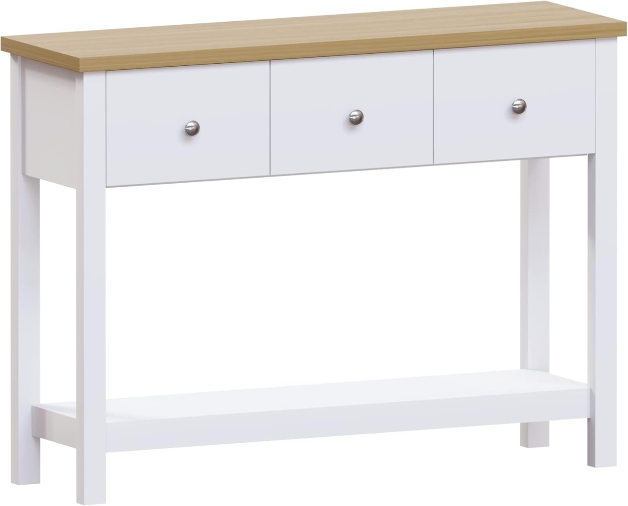Vida Designs Arlington Konsolentisch mit 3 Schubladen Regal Ablage Eingang Flur Beistelltisch Schminktisch MDF Weiß Bild 1