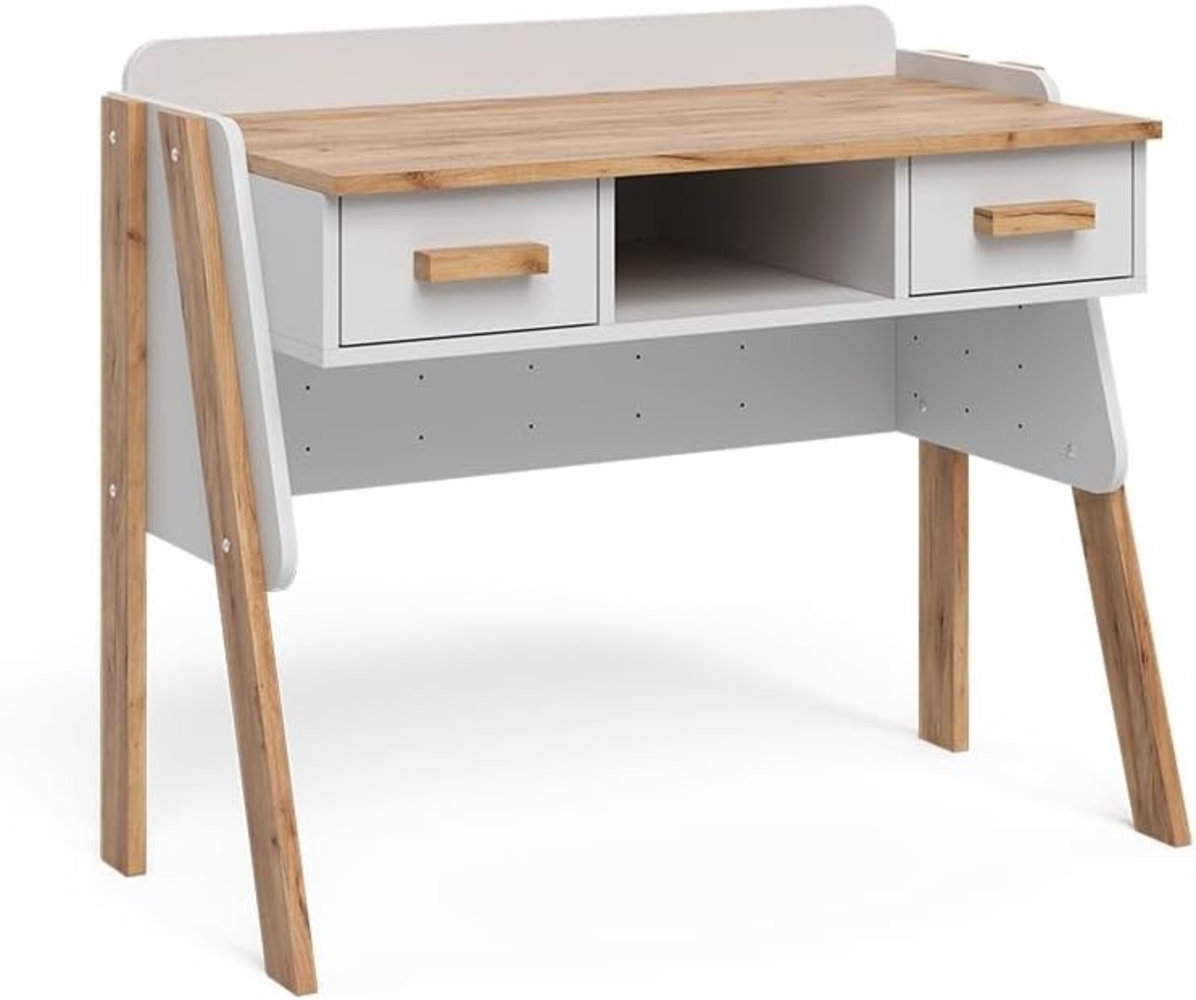 Schreibtisch Malia Weiß/Artisan 97 x 51 cm mit 2 Schubladen Vitalispa Bild 1