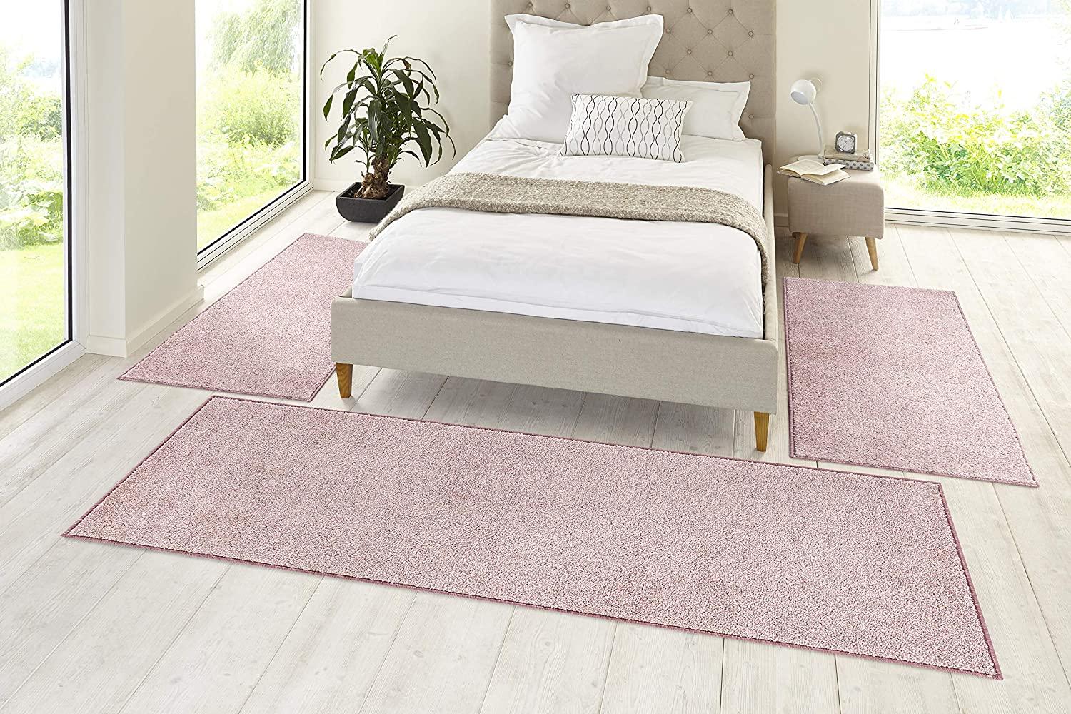 Kurzflor Bettumrandung Pure - rose - 70x140/70x140/70x230 cm Bild 1