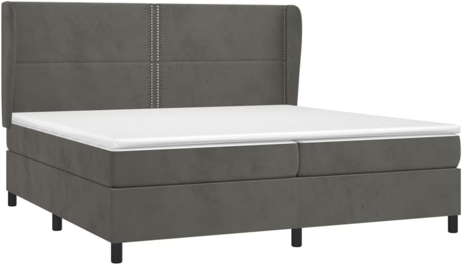 vidaXL Boxspringbett mit Matratze Dunkelgrau 200x200 cm Samt, Härtegrad: H2 [3129172] Bild 1