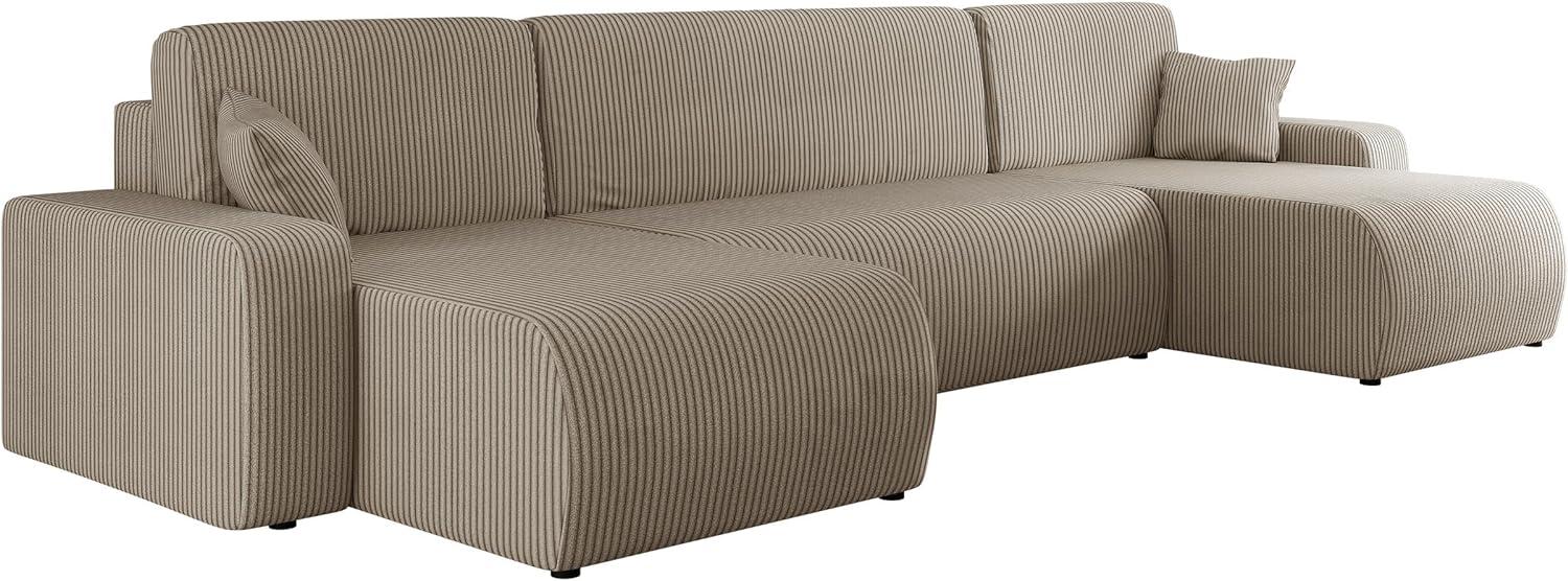 Ecksofa Pixalo U Cord mit Schlaffunktion und Bettkasten (Farbe: Poso 02) Bild 1