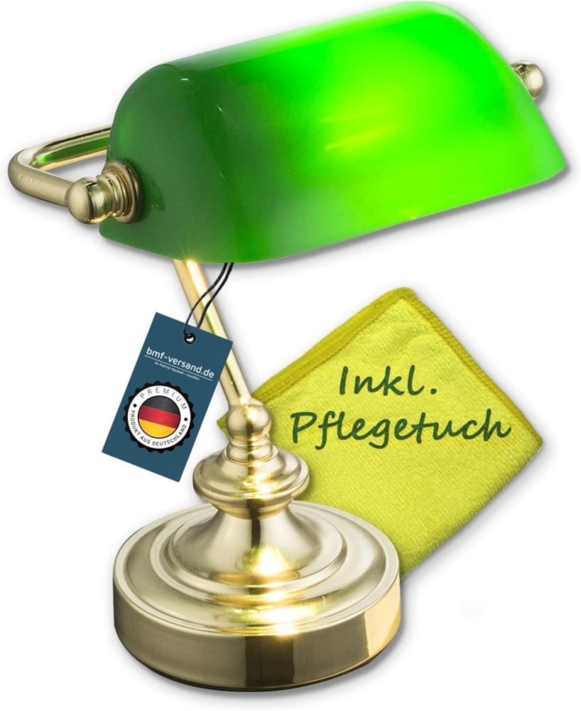 Schreibtischlampe Messing/Glas grün, 19 x 16,5 x 24 cm Bild 1