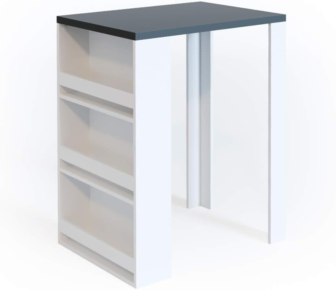 VICCO Bartisch Bar Weiß Anthrazit Tresen Bartresen Stehtisch Tisch Tresentisch Bistrotisch Küche mit 3 extra Fächern (Weiß Anthrazit) Bild 1