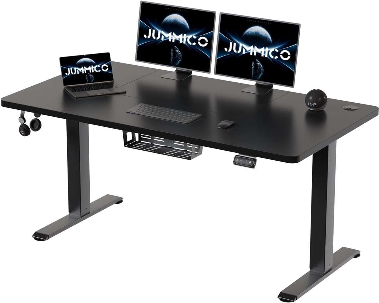 JUMMICO HöHenverstellbarer Schreibtisch 140x60 cm,Standing Desk（71-119cm）,Schreibtisch HöHenverstellbar Elektrisch mit 2-Memory-Steuerung und Antikollisions Funktion(Schwarz) Bild 1