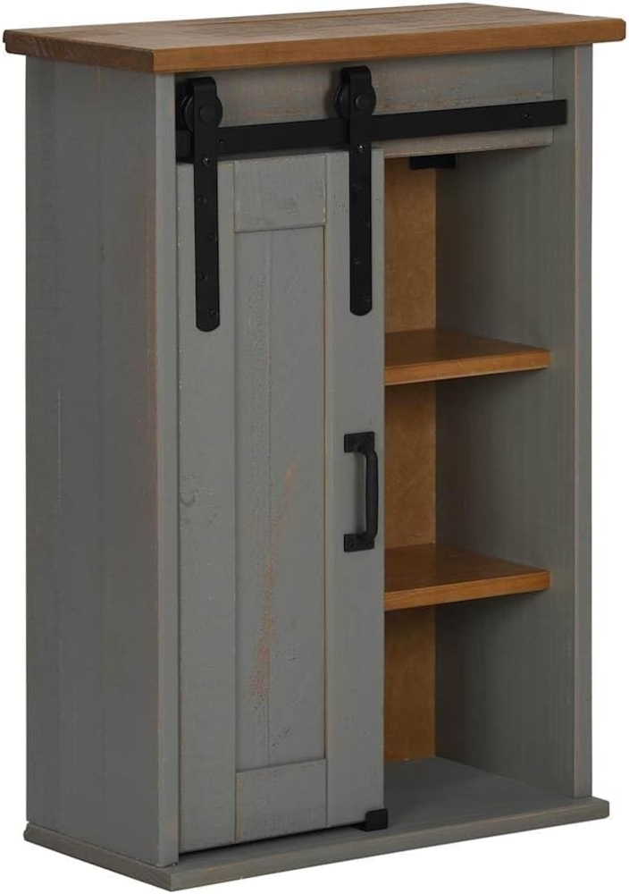 vidaXL Hängeschrank HALDEN mit Schiebetür Grau 49x22,5x70 cm Kiefer 4018439 Bild 1
