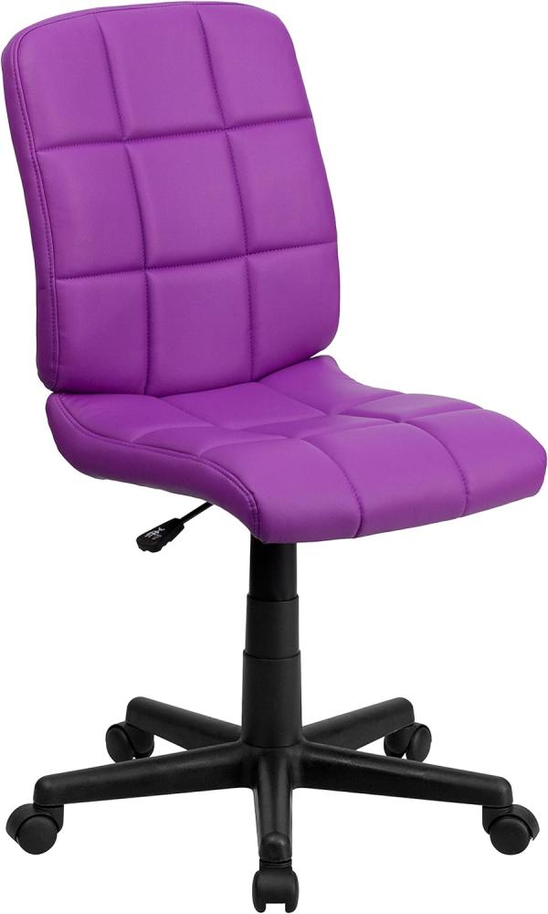 Flash Furniture Mid-Back Quilted Vinyl Swivel Task Chair, Metal, Purple, 58. 42 x 55. 88 x 22. 86 cm Bild 1