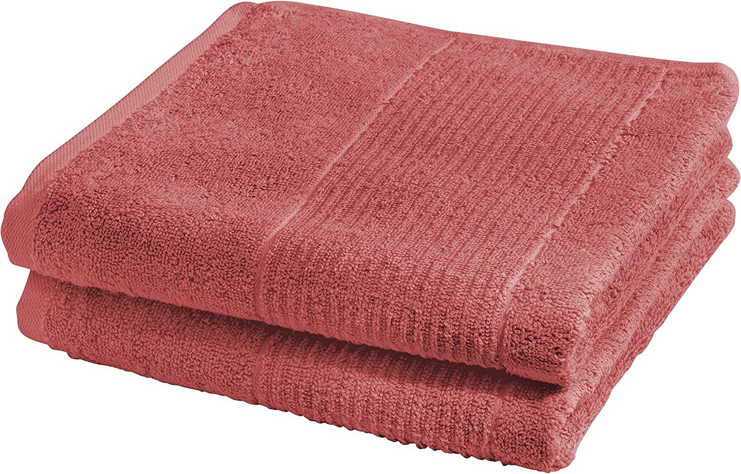 Fleuresse Frottier Handtuch 2-er Set Größe 50x100 cm, Farbe 14 flamingo red Bild 1