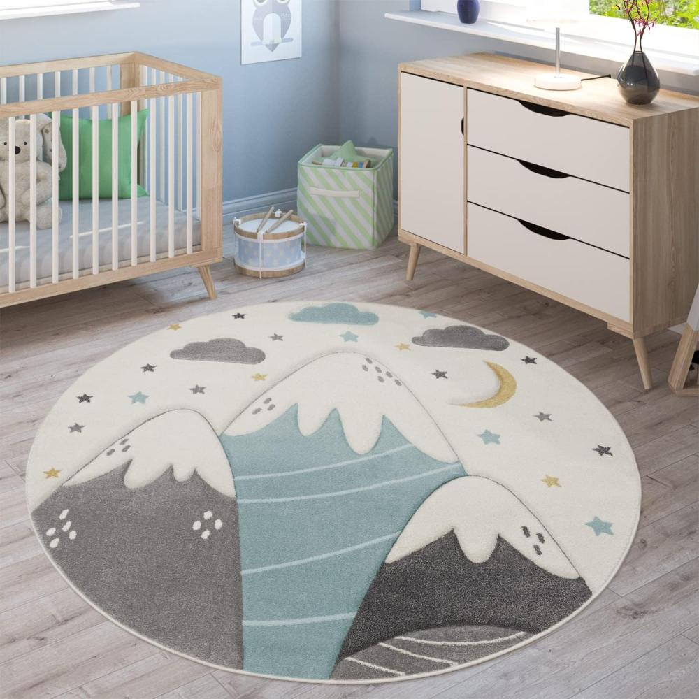 Paco Home Kinder-Teppich Für Kinderzimmer, Junge/Mädchen versch. Designs, Farben u. Größen, Grösse:120 cm Rund, Farbe:Creme 7 Bild 1