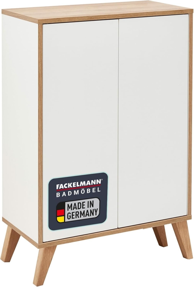 Fackelmann FINN Doppel Midischrank 60 cm mit Füßen, Braun hell/Weiß Bild 1