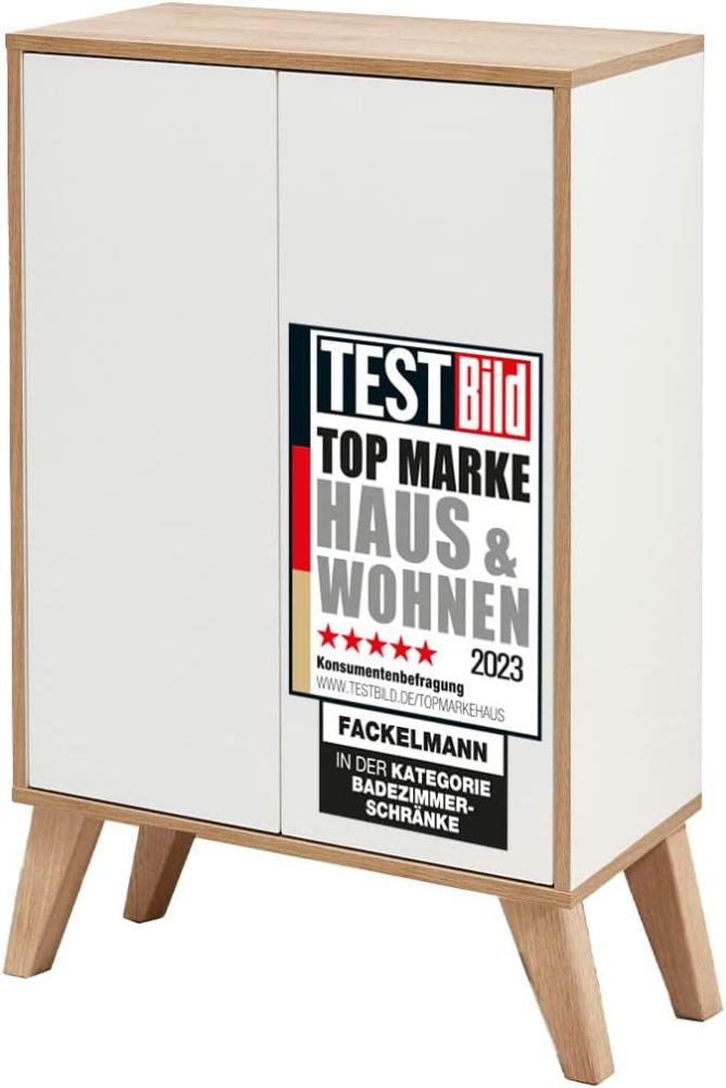 Fackelmann FINN Doppel Midischrank 60 cm mit Füßen, Braun hell/Weiß Bild 1