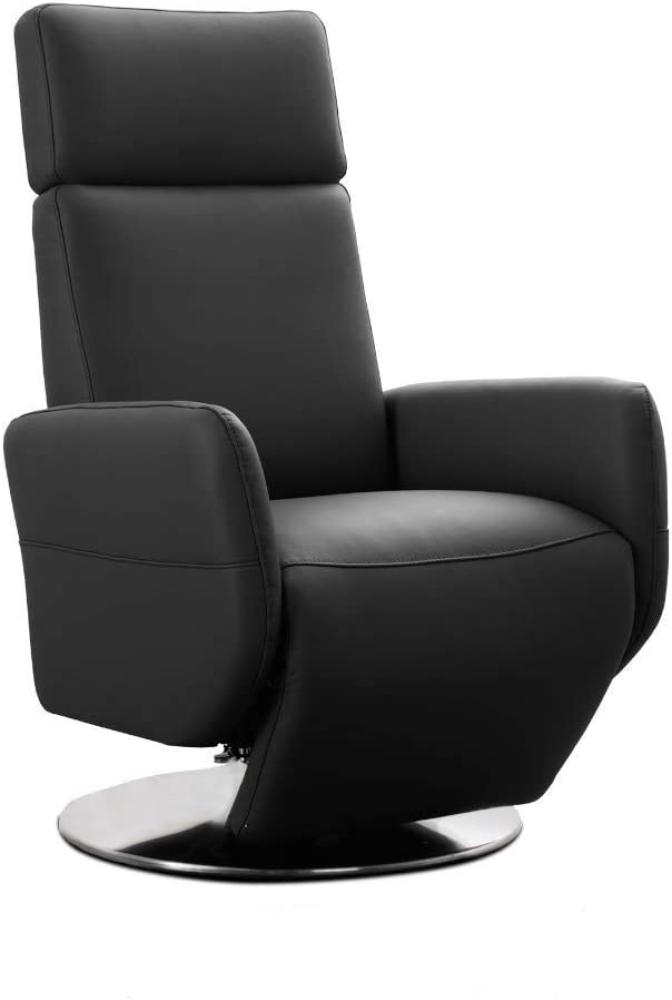 Cavadore TV-Sessel Cobra / Fernsehsessel mit Liegefunktion, Relaxfunktion / Stufenlos verstellbar / Ergonomie L / Belastbar bis 130 kg / 71 x 112 x 82 / Echtleder Schwarz Bild 1