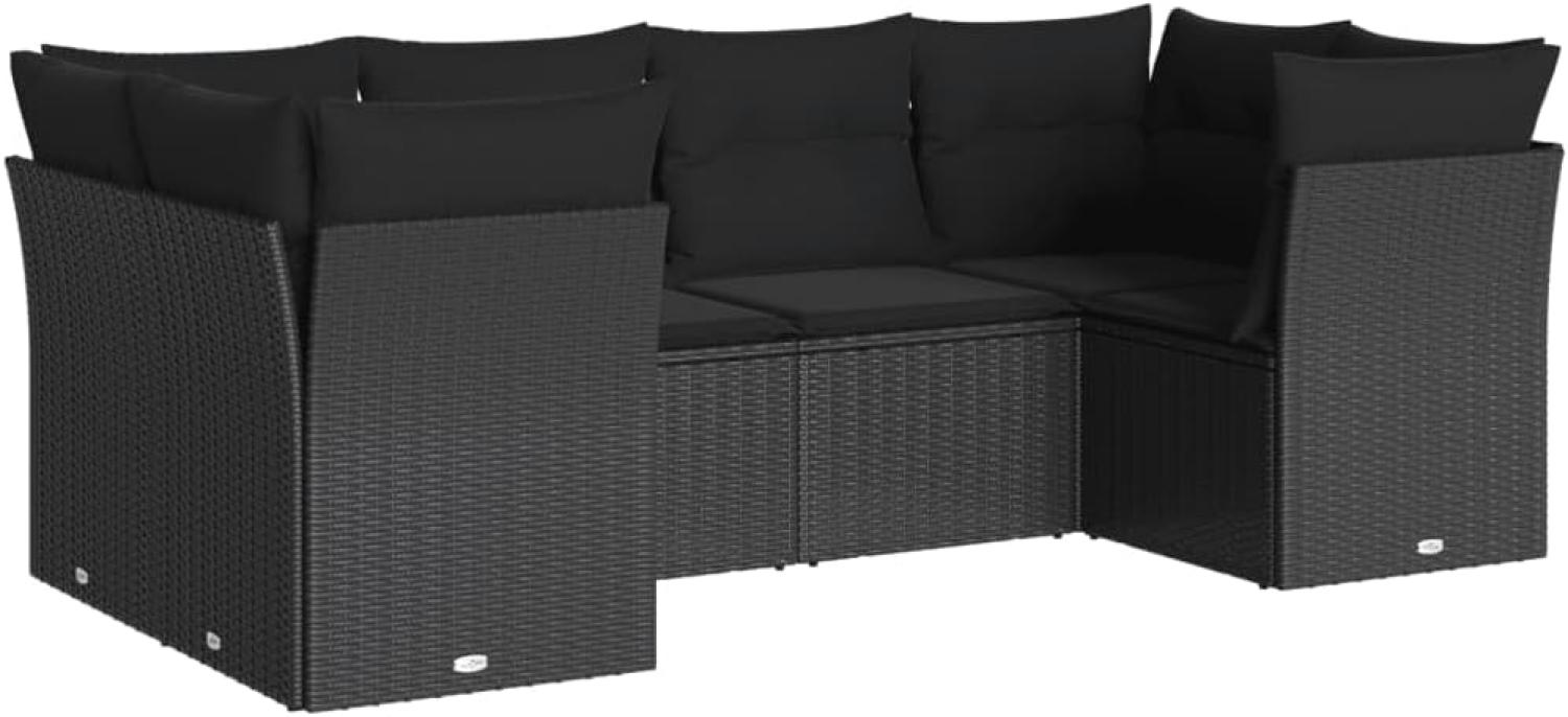 vidaXL 6-tlg. Garten-Sofagarnitur mit Kissen Schwarz Poly Rattan 3218105 Bild 1