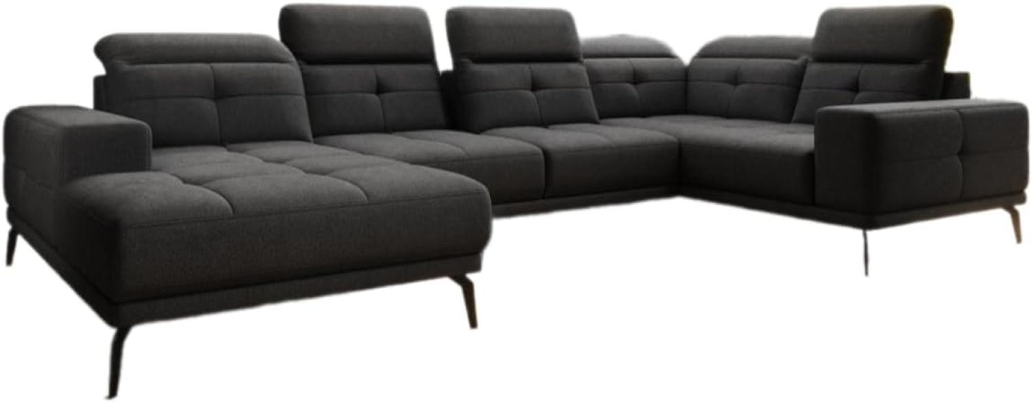 Designer Sofa Nerio mit verstellbarer Kopf- und Rückenlehne Stoff Schwarz Links Bild 1