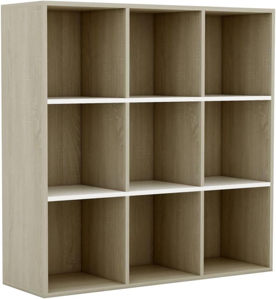 vidaXL Bücherregal Weiß und Sonoma-Eiche 98 x 30 x 98 cm Spanplatte [801130] Bild 1