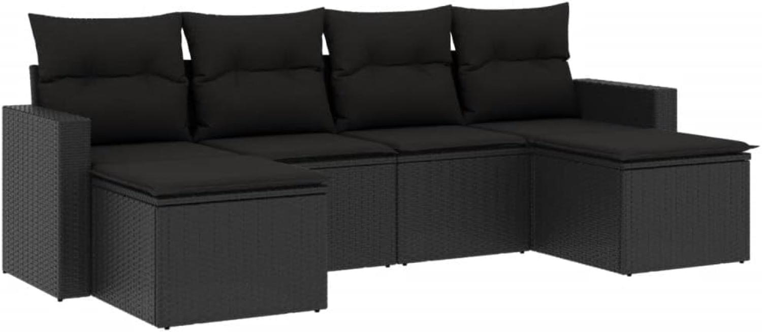 vidaXL 6-tlg. Garten-Sofagarnitur mit Kissen Schwarz Poly Rattan 3251652 Bild 1