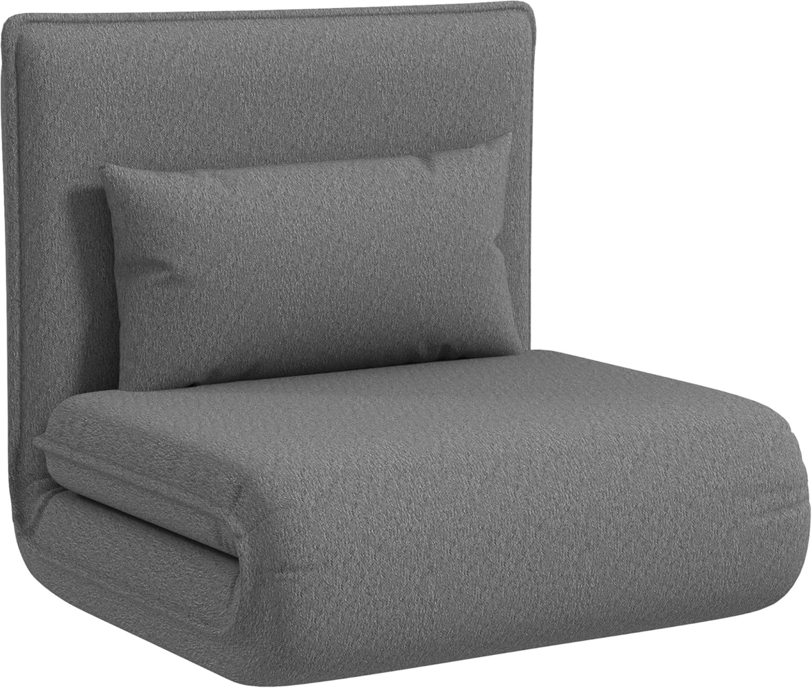 HOMCOM Relaxsessel 3-in-1 Klappbar, Gepolstert, mit Schlaffunktion, bis 150 kg belastbar (Bodensofa, 1-St, Schlafsofa), für Schlafzimmer, Wohnzimmer, Dunkelgrau Bild 1