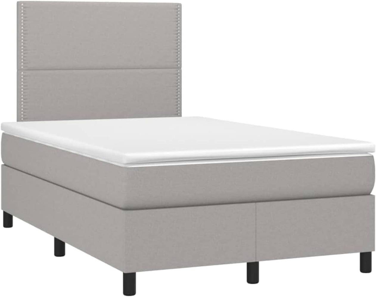 vidaXL Boxspringbett mit Matratze Hellgrau 120x200 cm Stoff, Härtegrad: H2 [3141681] Bild 1