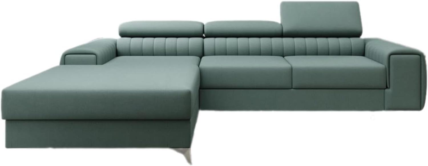 Designer Sofa Melinda mit Schlaf- und Klappfunktion Stoff Grün Links Bild 1