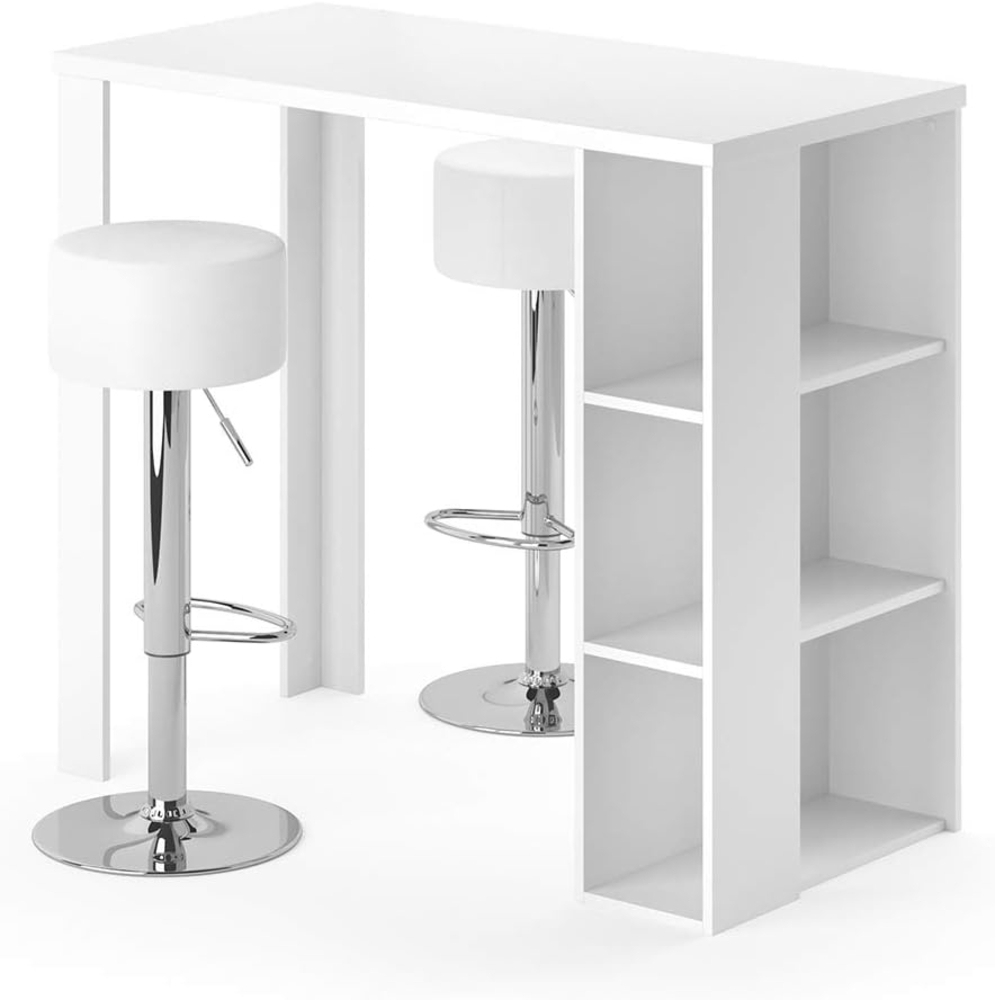 Bartisch-Set Noel Weiß 120 x 60 cm mit 2 Barhockern Vicco Bild 1