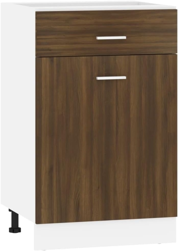 vidaXL Unterschrank, Küchenschrank mit Schublade 2 Fächern, Geschirrschrank für Küche, Küchenunterschrank Schrank Küchenmöbel, Braun Eichen-Optik Bild 1