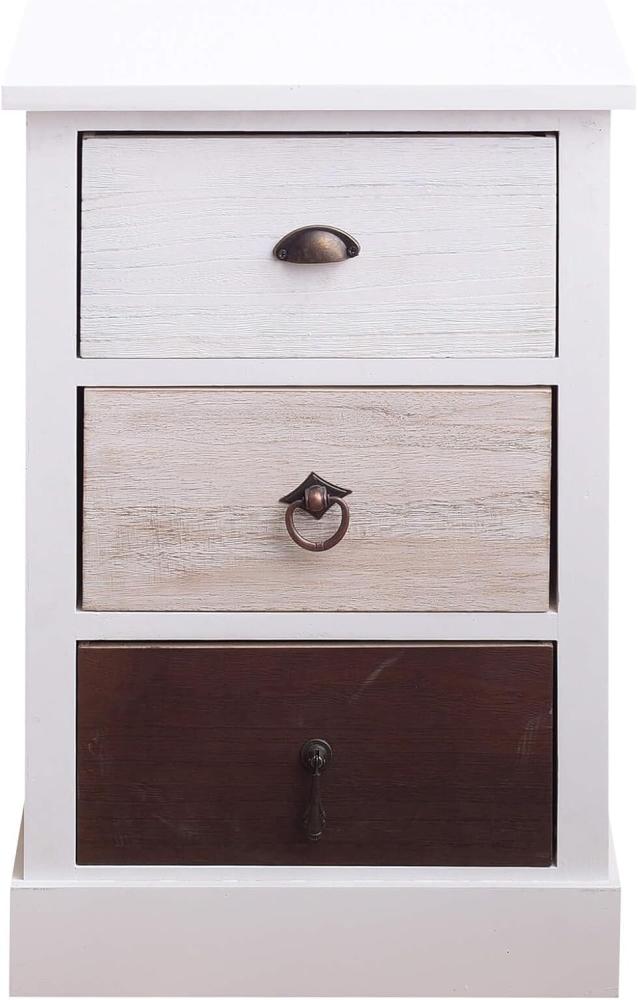 Rebecca Mobili Nachttisch 3 Schubladen, Nachtschrank platzsparend Badezimmer Weiß Schwarz Beige, Shabby-Stil – Maße: 53,5 x 37 x 27 cm (HxLxB) - Art. RE4309 Bild 1