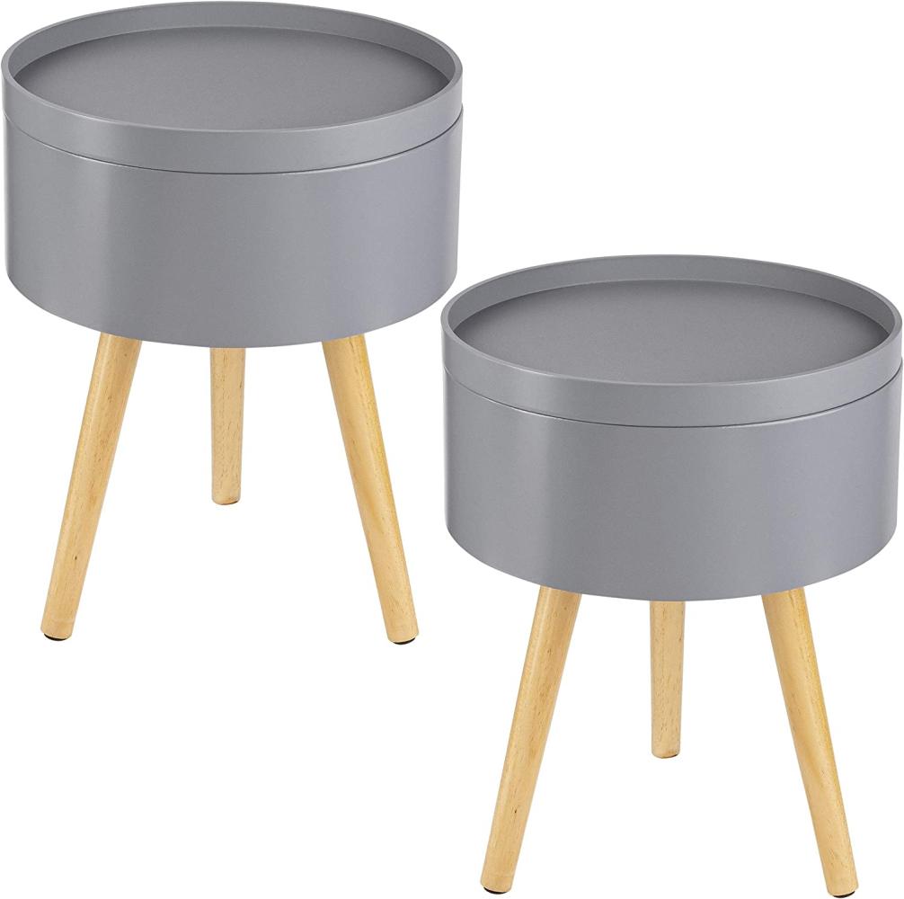 ONVAYA® Beistelltisch-Set Sofia klein Ø35cm | grau/holz (2x klein) Bild 1