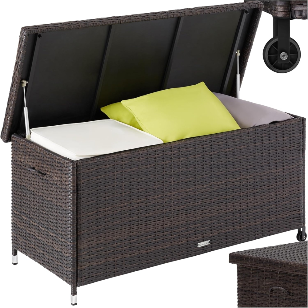tectake Gartenbox Auflagenbox (1 St, Auflagenbox), Aufbewahrungsbox mit Rattangeflecht Bild 1