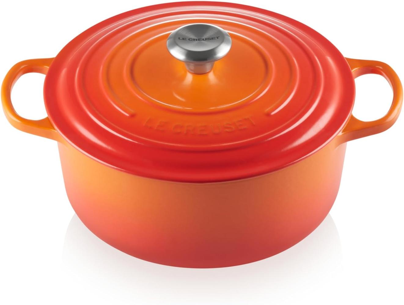 Le Creuset Signature Gusseisen-Bräter mit Deckel, Für alle Herdarten und Induktion geeignet, Rund, Ofenrot, 26,0 cm, 5.3 Bild 1