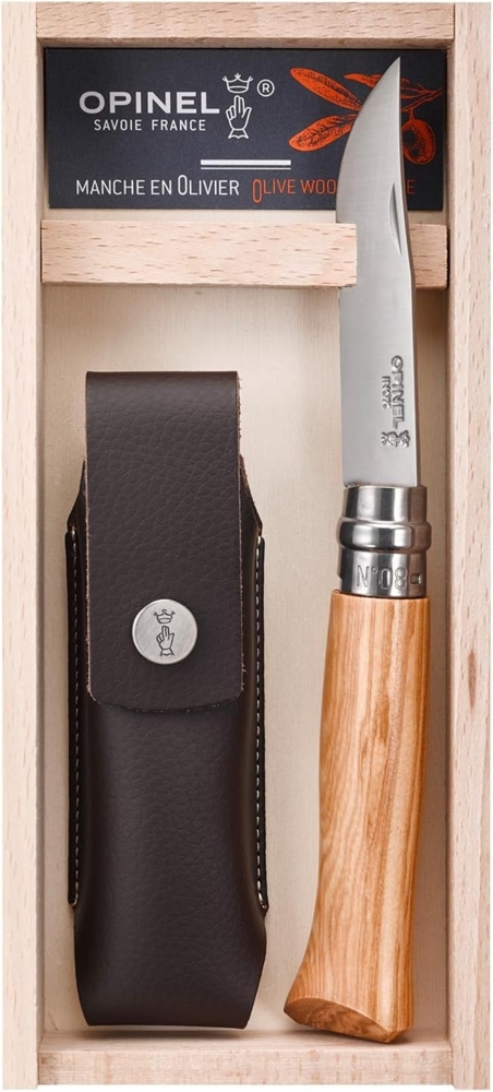 Opinel Taschenmesser No. 08 in Holzbox ink. Etui, Olivenholz Bild 1
