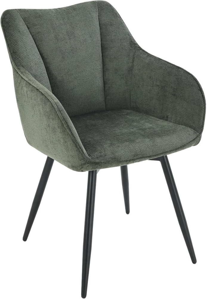 riess-ambiente Esszimmerstuhl AVIGNON grün / schwarz Chenille-Bezug · 360° drehbare Sitzfläche (Einzelartikel, 1 St), Esszimmerstuhl mit Rückenlehne & Armlehne · Metall-Beine Bild 1