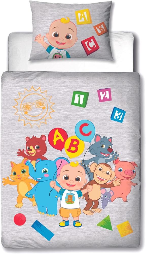 MTOnlinehandel Kinderbettwäsche CoComelon 100x135 + 40x60 cm, 100 % Baumwolle, Biber, 2 teilig, CoComelon Baby JJ und Freunde Babybettwäsche für Mädchen und Jungen Bild 1