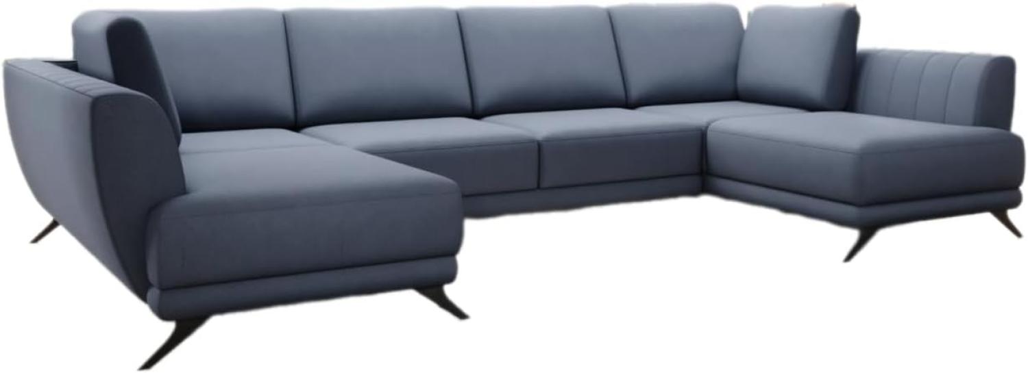 Designer Sofa Nina mit Schlaffunktion Stoff Blau Bild 1