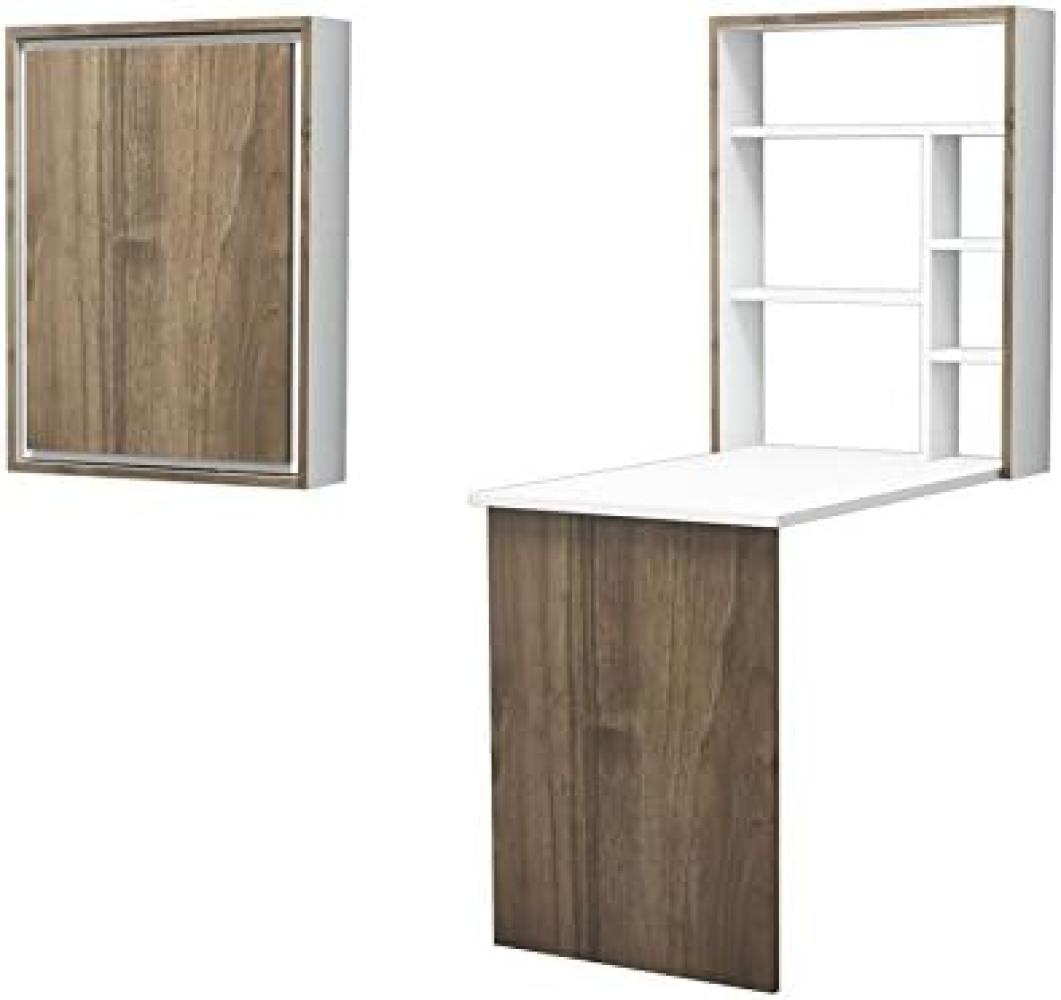 Homemania Schreibtisch Magicbox 62x16x82 cm Weiß und Walnuss-Optik Bild 1