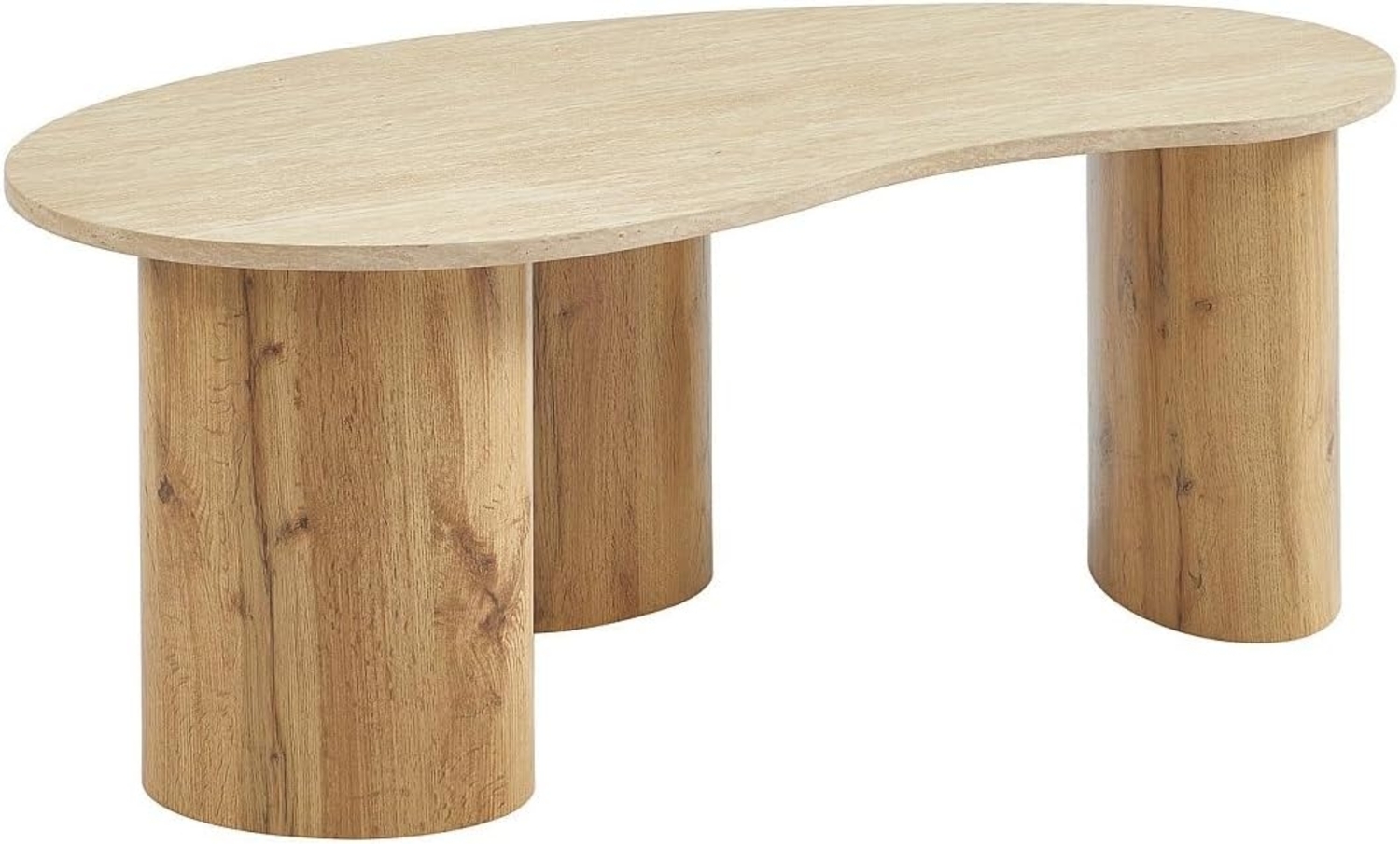 Vente-unique - Couchtisch - MDF - Travertin Effekt Beige & Naturhell - ALOZYA Bild 1